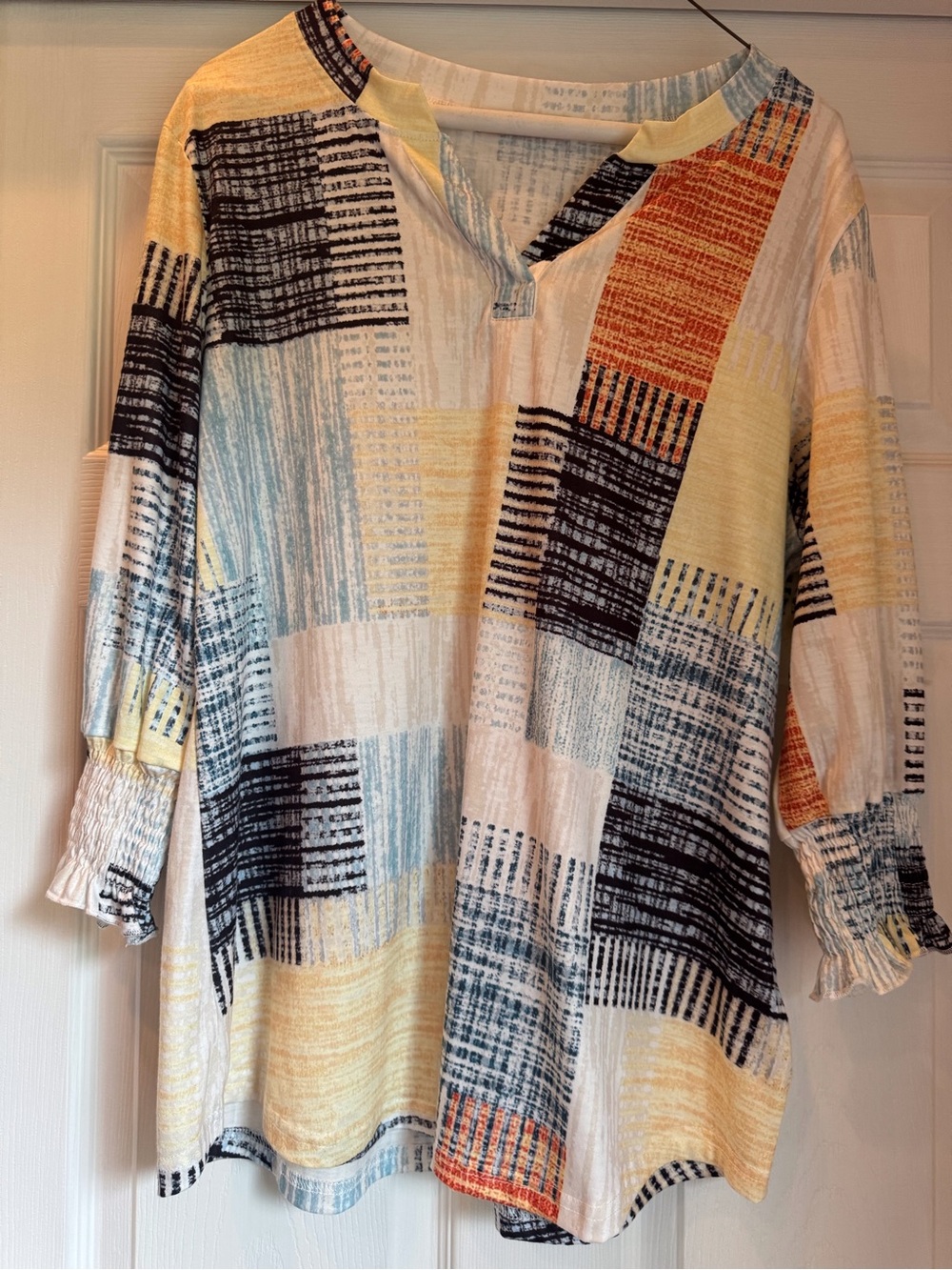 Lightweight Patchwork Print Women's Tunic Top - Large